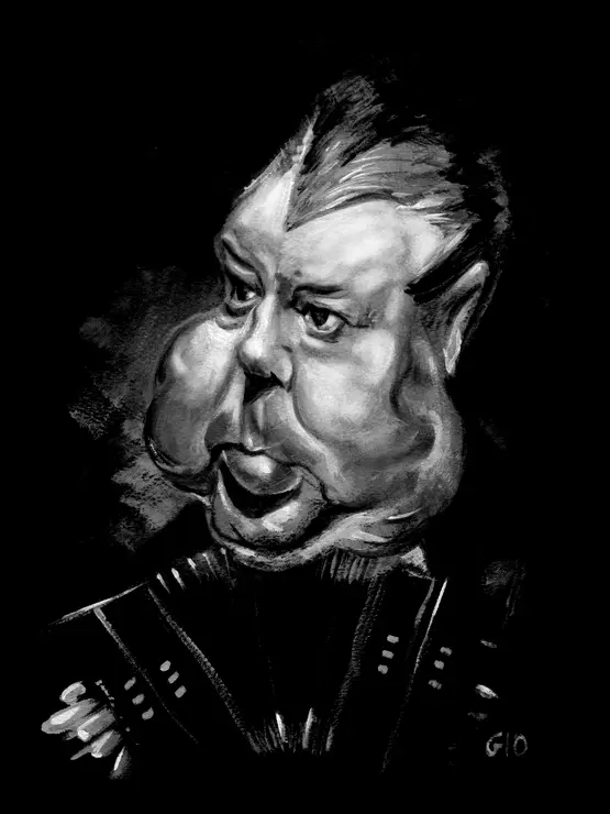 Menci&oacute;n en Caricatura - Anibal Troilo Pichuco - Dibujo de Mariagrazia Quaranta . Italia, XIX Sal&oacute;n Mercosur Internacional Diogenes Taborda 2014