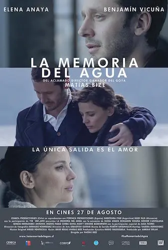 Cartel La memoria del agua, filme chileno-español, de Matías Bize