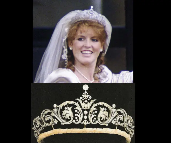 Tiara York Diamond. Fue un regalo de Isabel II y el pr&iacute;ncipe Felipe a Sarah Ferguson para su boda con el pr&iacute;ncipe Andr&eacute;s. RR SS.