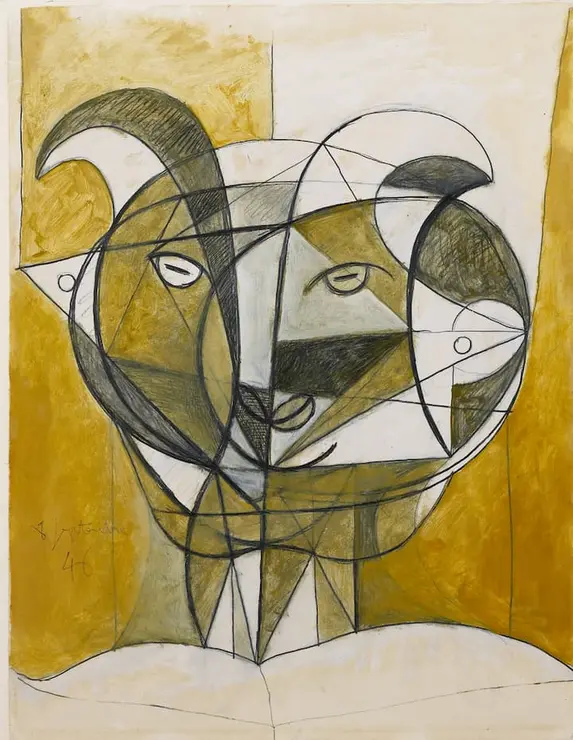 T&ecirc;te de faune gris
8 septembre 1946
Huile et graphite sur v&eacute;lin d&rsquo;Arches &copy; Sucesi&oacute;n Pablo Picasso, VEGAP, Madrid, 2023