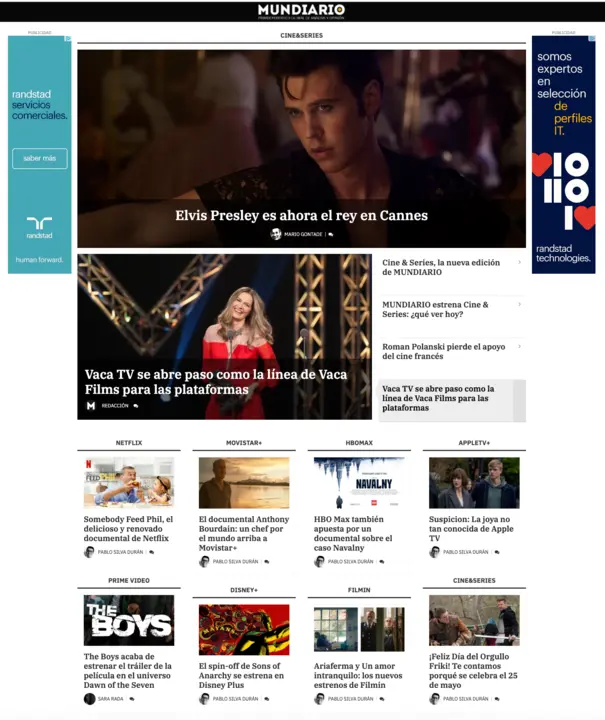 Cine & Series en la home de MUNDIARIO.