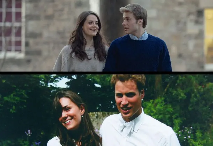 Ed McVey y Meg Bellamy dando vida a Kate Middleton y el pr&iacute;ncipe Guillermo. / Netflix.
