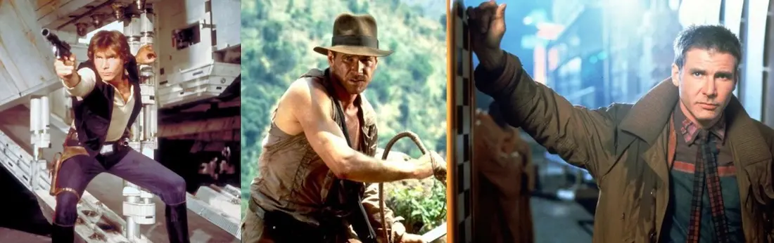 Harrison Ford como Han Solo, Indiana Jones y Rick Deckard.
