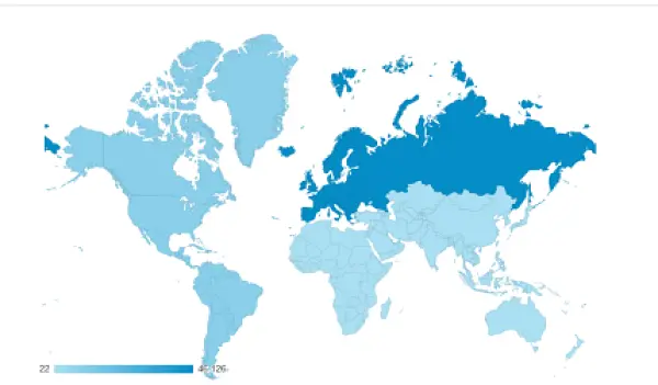 Posici&oacute;n de MUNDIARIO seg&uacute;n las visitas recibidas de cada continente / Google Analytics