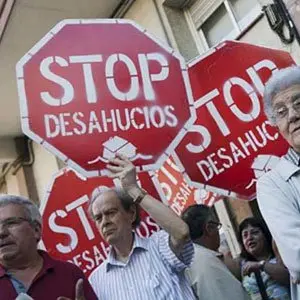 Protesta contra los desahucios en Espa&ntilde;a.