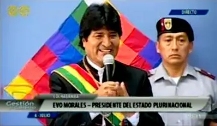 El presidente Evo Morales en el 4&ordm; aniversario de Shinahota / BTV Internet.