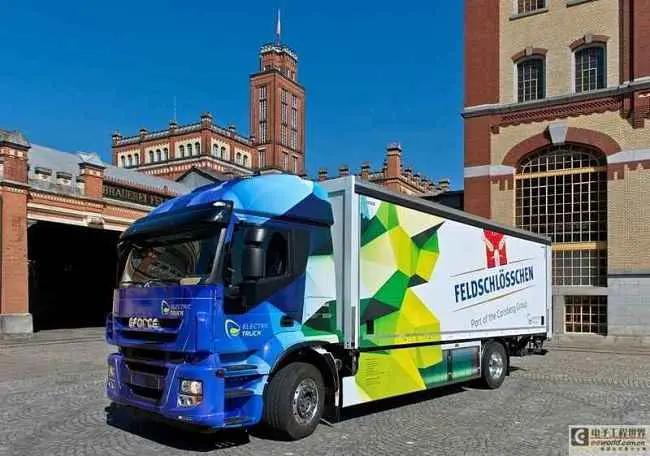 Cami&oacute;n de E Force dispuesto para el transporte de bebidas de Feldschlosschen/eforce.ch