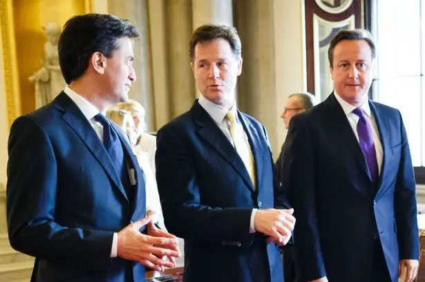 Miliband, Clegg y Cameron.