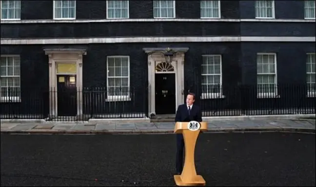David Cameron en su comparecencia para valorar el resultado de Escocia. / Twitter