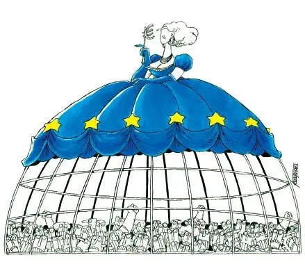 Norte contra sur. / Dibujo de Michael Kountouris, de Grecia