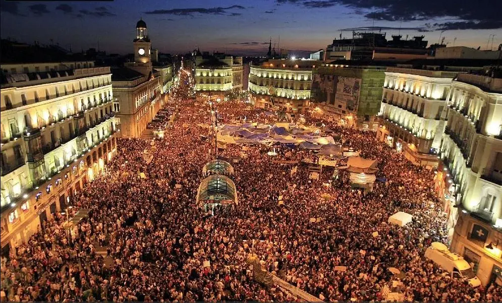 Concentraci&oacute;n del 15-M en Sol, en Madrid.