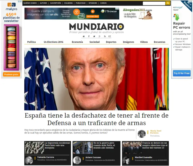 La nueva home de MUNDIARIO tras el redise&ntilde;o.