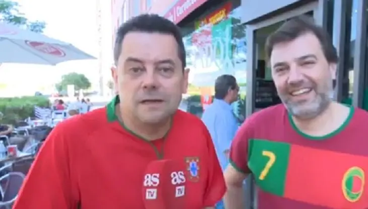 Madridistas animando a Portugal. / Captura AS Tv