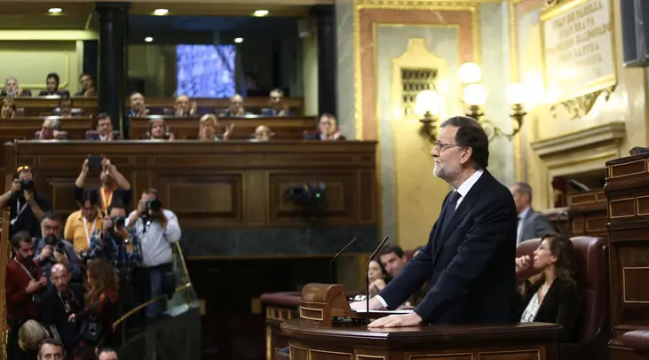 Mariano Rajoy durante la sesión de investidura del sábado 29 de octubre. / Twitter