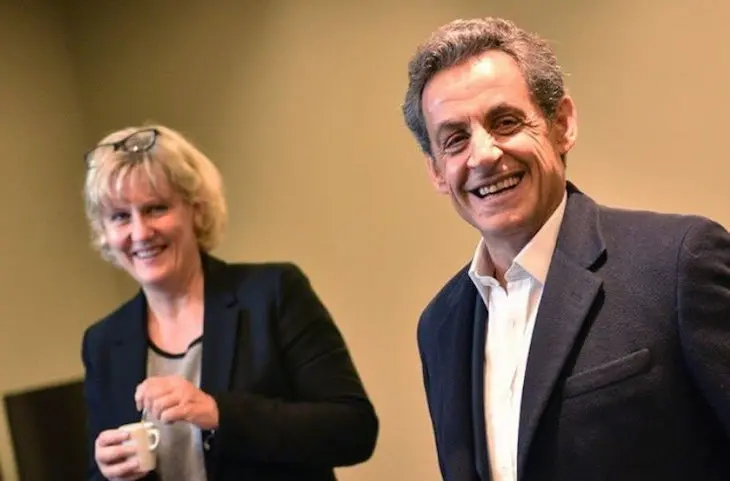 Nadine Morano y Nicolas Sarkozy, del partido Les Républicans. / Twitter