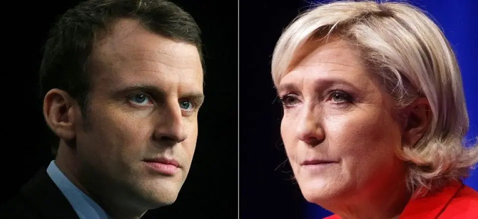 Presidente de Francia Emmanuel Macron y su rival  Marine Le Pen. / RR.SS.