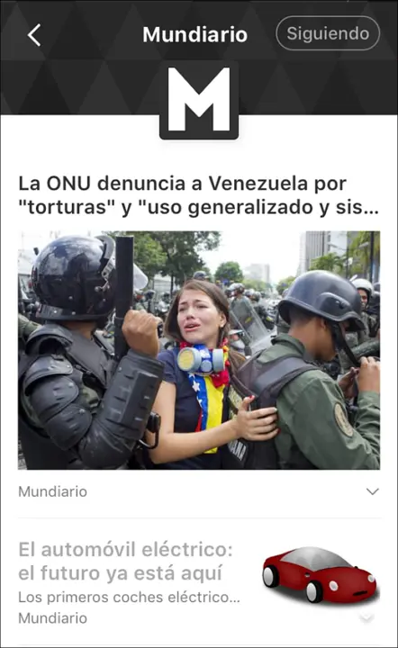 Home de MUNDIARIO en la aplicación de News Republic para iPhone. / Mundiario