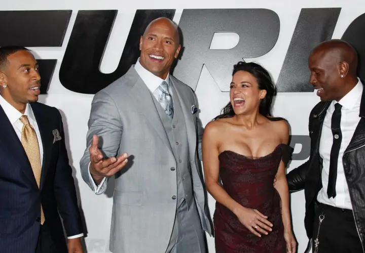 Ludacris, rapero y actor; Dwayne Johnson, actor; Michelle Rodr&iacute;guez, actriz, y Tyrese Gibson, actor. Pinterest.