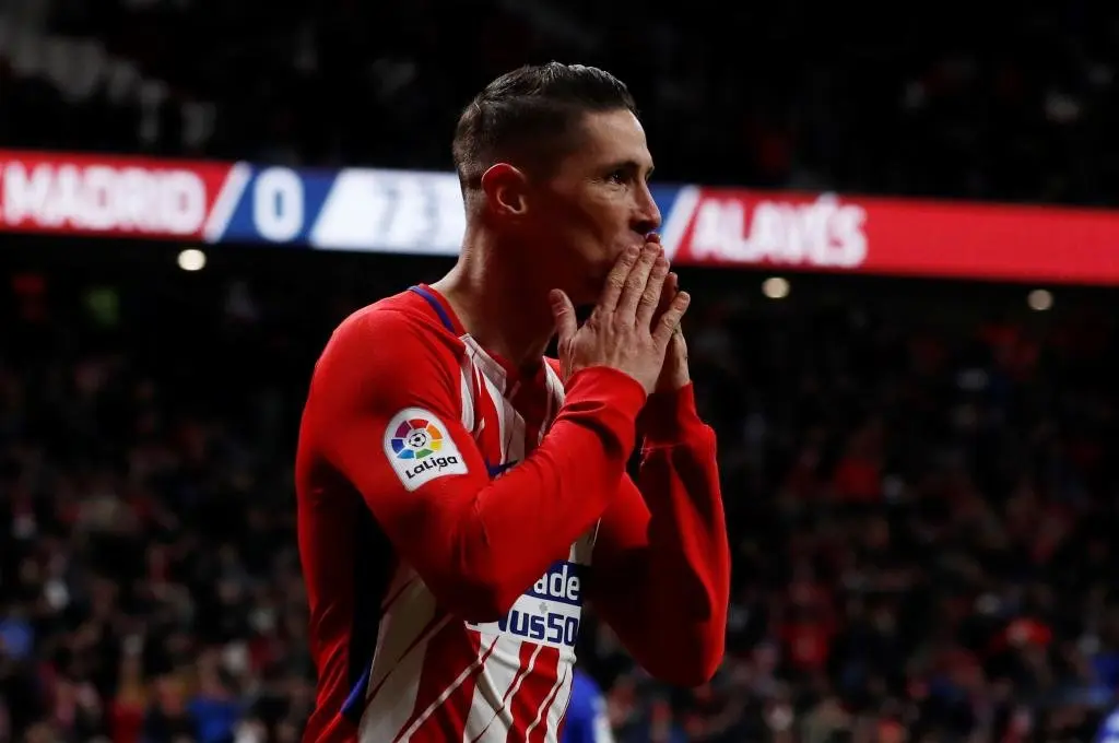 Fernando Torres tras marcar su primer gol en La Liga en el Metropolitano.