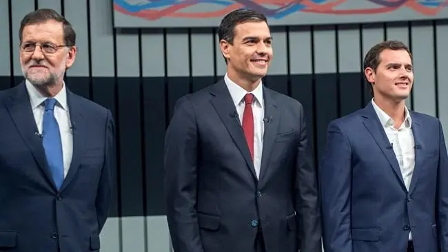 Mariano Rajoy, Pedro Sánchez y Albert Rivera. : Mundiario I