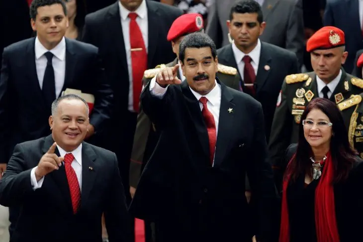 Diosdado Cabello, vicepresidente del PSUV; Nicol&aacute;s Maduro, presidente de Venezuela y Cilia Flores, primera dama. / El Espectador