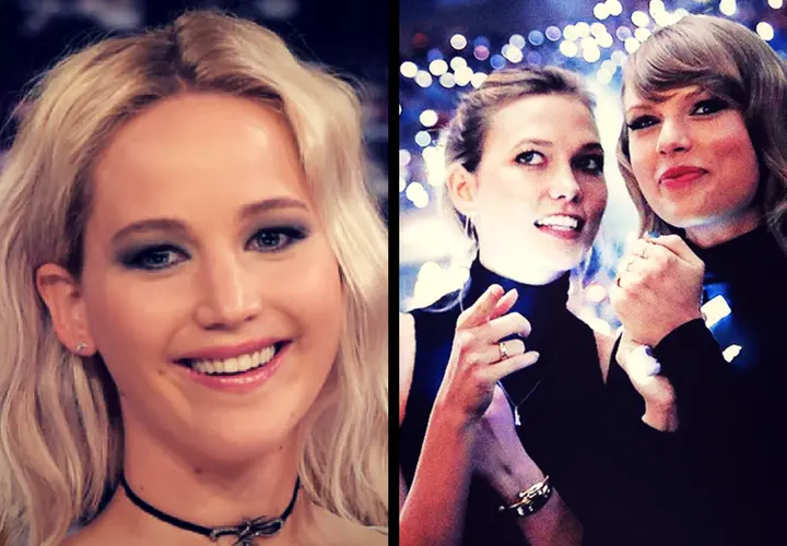 Jennifer Lawrence, actriz; Karlie Kloss, modelo; y Taylor Swift, cantante. Pinterest y Vogue.