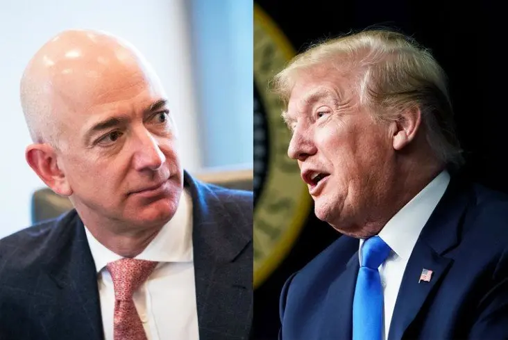 Jeff Bezos, fundador de Amazon; y Donald Trump, presidente de Estados Unidos. RR SS