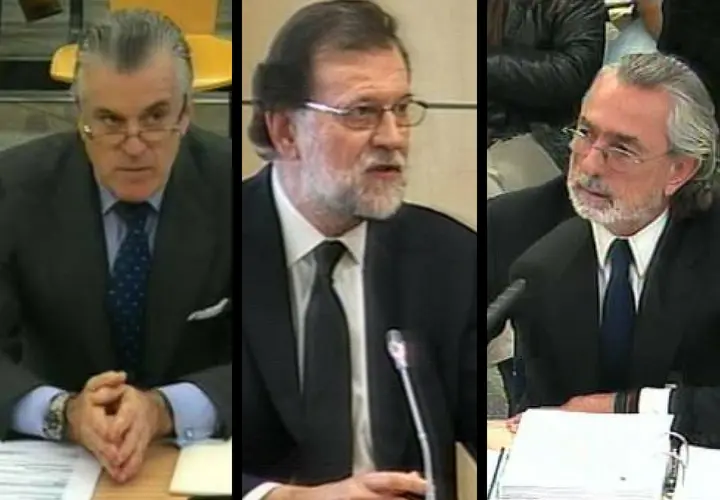 Luis B&aacute;rcenas, Mariano Rajoy y Francisco Correa. RR SS.