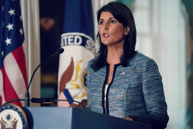 Nikki Haley, exembajadora de Estados Unidos en la ONU. / RR SS