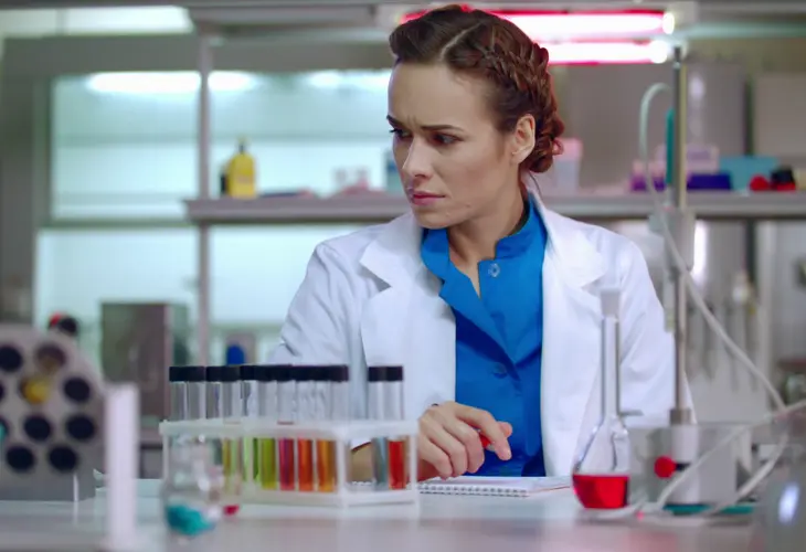 Mujer qu&iacute;mica. / VideoBlocks.