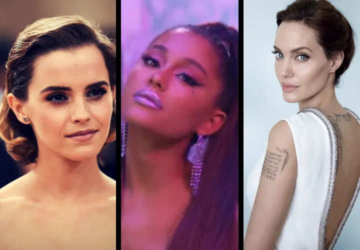 Emma Watson, actriz; Ariana Grande, cantante; y Angelina Jolie, actriz. RR SS.