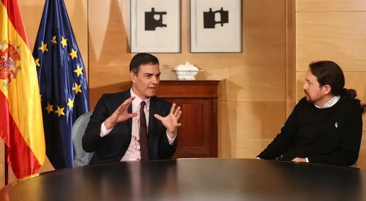 Pedro Sánchez y Pablo Iglesias en La Moncloa. / Twitter