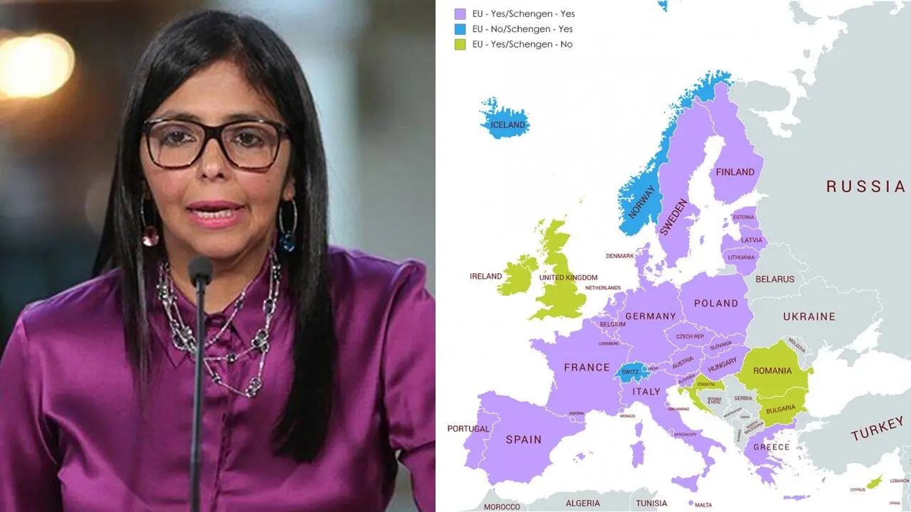 En morado, los territorios que Delcy Rodr&iacute;guez no puede pisar.