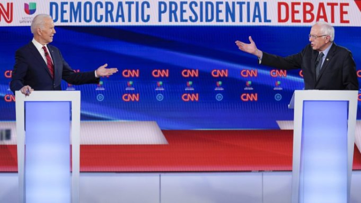 Joe Biden y Bernie Sanders debaten por primera vez - Twitter