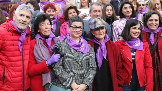 Miembros del Gobierno en la manifestaci&oacute;n del 8-M. / RR SS