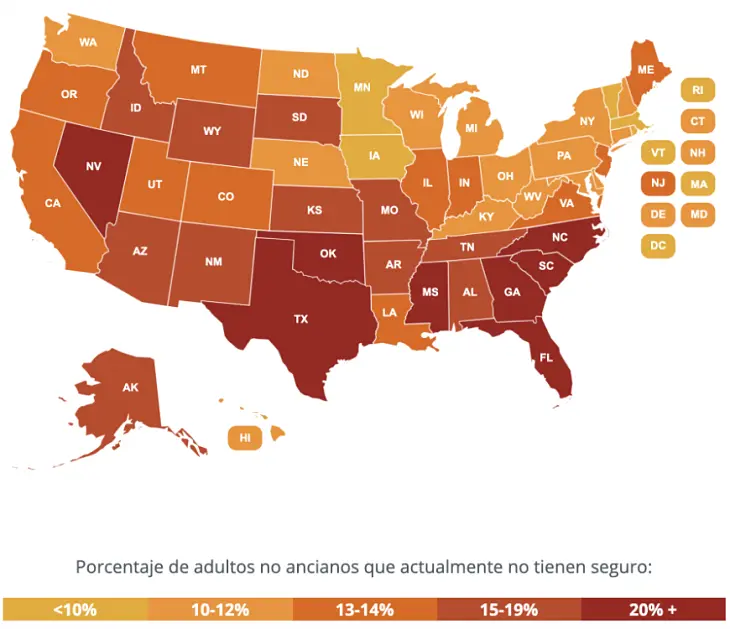 Adultos sin seguro en EE UU. / familiesusa.org