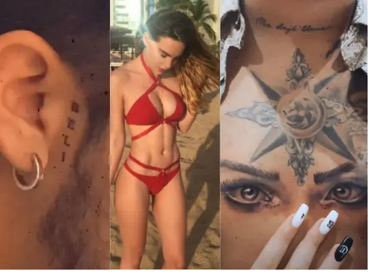 Belinda y los tatuajes de su novio. / Instagram Fotomontaje Erivan Campos