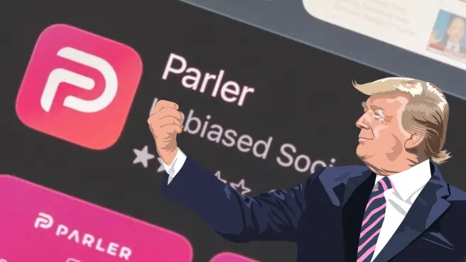 Logo de la red social Parler, que sirvi&oacute; como v&iacute;a de comunicaci&oacute;n para los seguidores extremistas del expresidente de EE UU Donald Trump. / RR SS