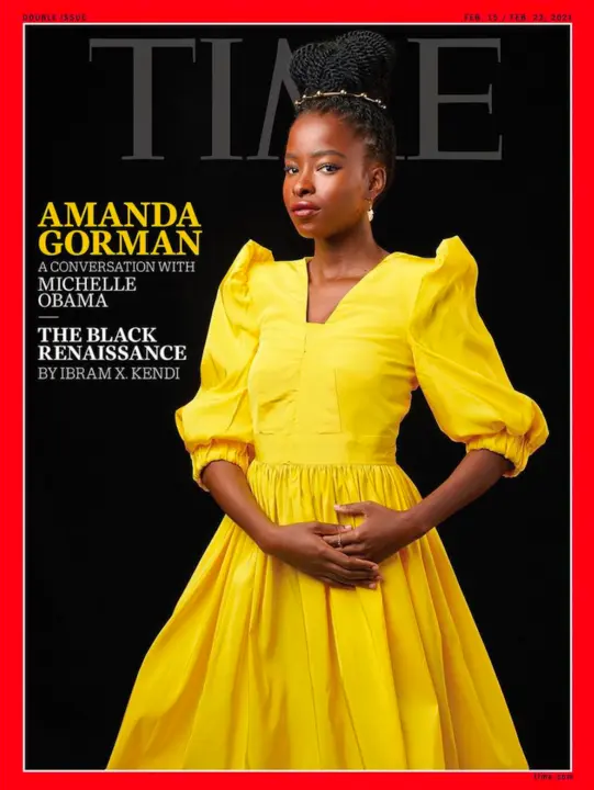 Amanda Gorman, portada de la revista Time. / IG @amandascgorman