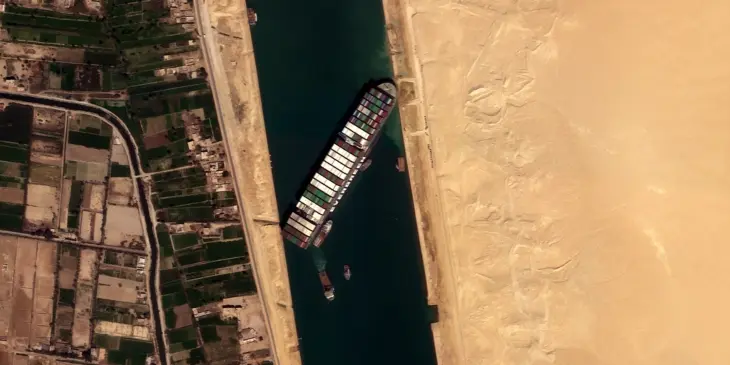 Ever Given, buque encallado en el Canal de Suez. Twitter @Satellogic
