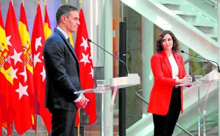 Pedro S&aacute;nchez e Isabel D&iacute;az Ayuso. Twitter.