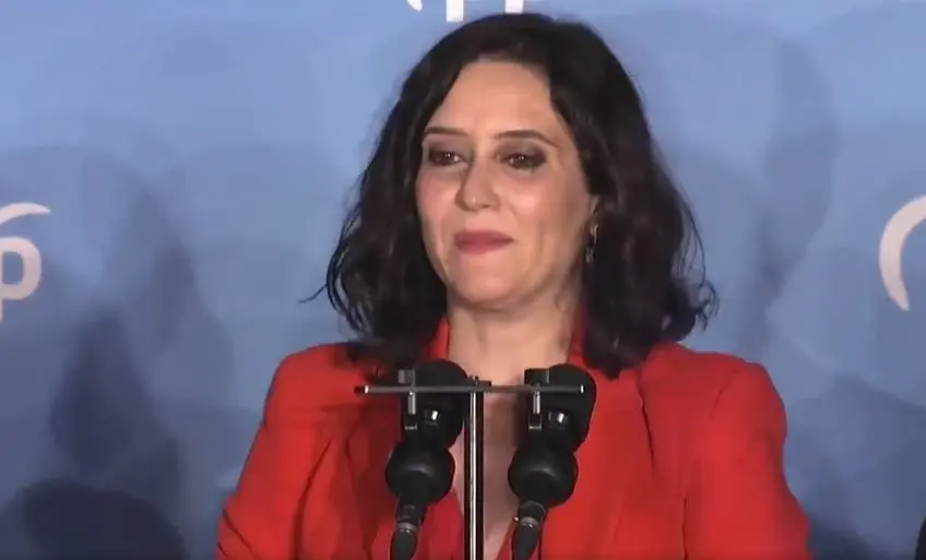 Isabel D&iacute;az Ayuso en su discurso tras el resultado electoral/ @populares