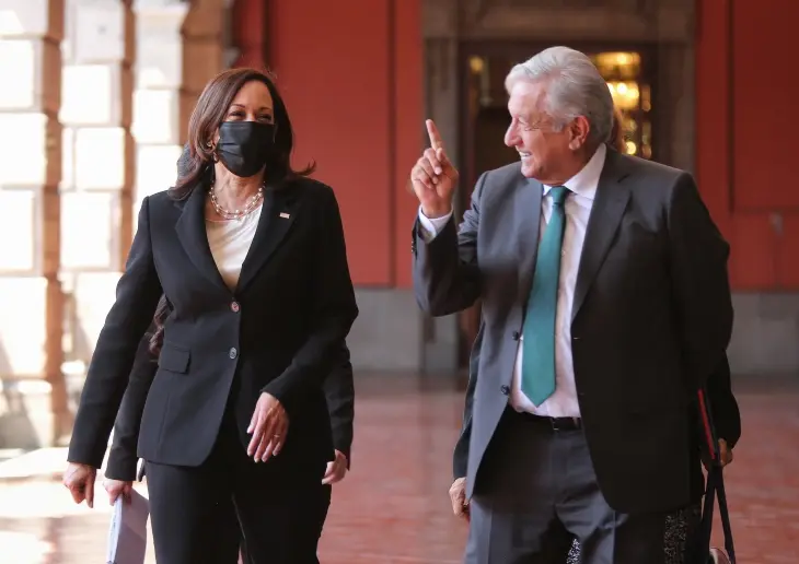 Kamala Harris, vicepresidente de EE UU, y Andr&eacute;s L&oacute;pez Obrador, presidente de M&eacute;xico. / Twitter @lopezobrador_