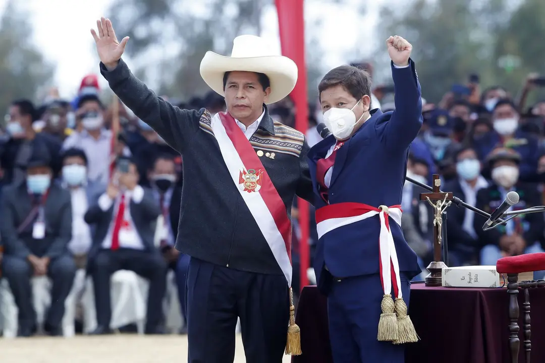 El presidente Pedro Castillo y el flamante primer ministro Guido Bellido. / Presidencia.