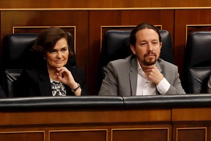 Carmen Calvo y Pablo Iglesias. /RRSS