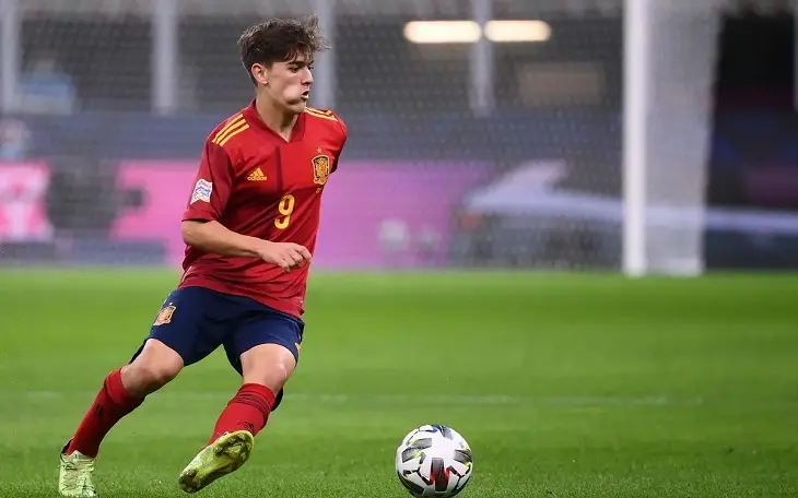 Gavi durante un partido de la selecci&oacute;n espa&ntilde;ola. / @mariagarridos