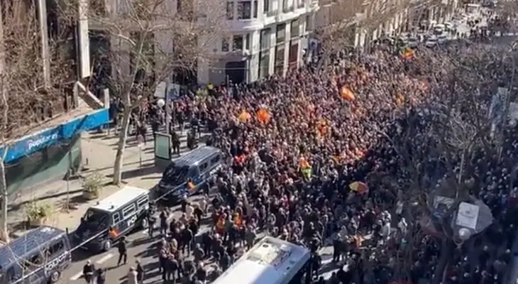 Protesta ante la sede del PP en Madrid. / RR SS