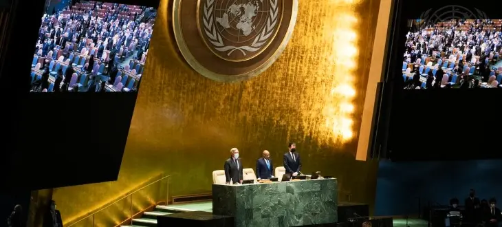 La Asamblea General durante la sesi&oacute;n de especial de emergencia sobre Ucrania. _ ONU _Evan Schneide