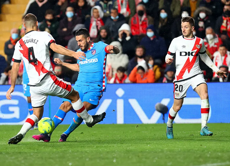 Koke Resurrecci&oacute;n en la acci&oacute;n del gol de Atl&eacute;tico en Vallecas. / Foto: atleticodemadrid.com