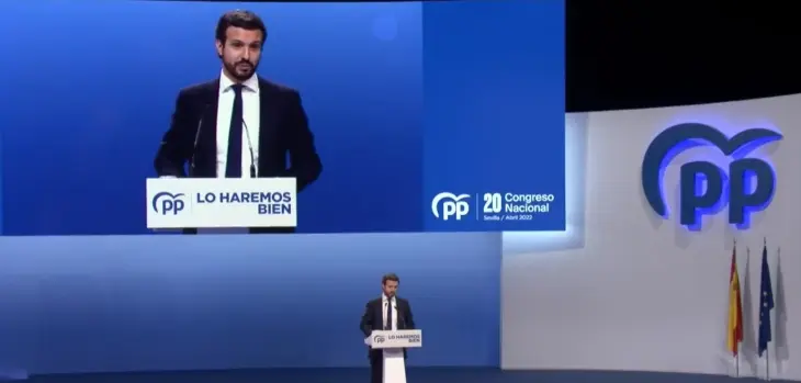 Pablo Casado, en su &uacute;ltimo discurso como presidente del PP. Twitter @populares